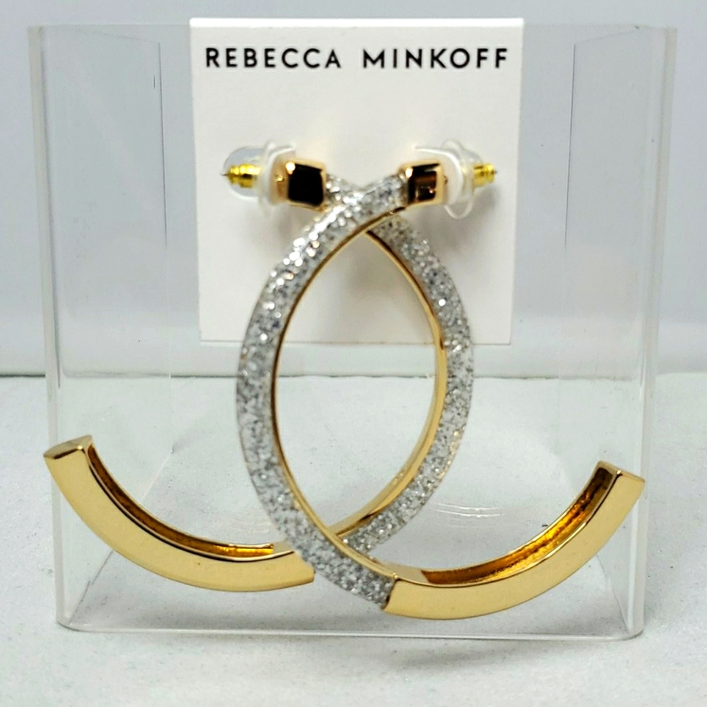 Rebecca minkoff glitter gold hoop earrings